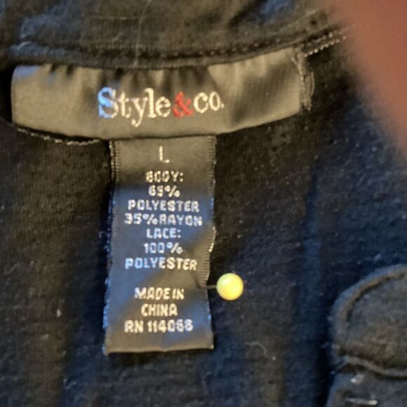 NWOT. Style & Co. (a Macy’s brand) Women’s L /S Black Layered Top - Picture 9 of 10